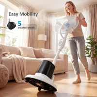 HOMCOM Ventilador de pie con niebla pulverizada, 70° oscilación, 3 velocidades, 3 modos, depósito de agua 3,5L, Blanco(m-5)