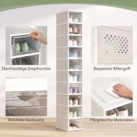 HOMCOM 10-laags schoenenrek, schoenenkast, opvouwbaar, geventileerde achterkant, kunststof, Wit(m-5)