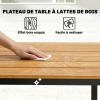 Outsunny Table de jardin pour 6 à 8 personnes, table à manger extérieure plateau à lattes en bois massif, 180x86x74cm, teck(m-5)