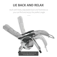 Outsunny 2 Piece Reclining Zero Gravity Chair Metal Frame Folding Garden Sun Lounger with Cushion Headrest Light Grey(m-4)