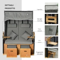 Outsunny Sedia da Spiaggia per 2 persone, con Cuscini, Resistente alle Intemperie, Grigio Chiaro(m-4)