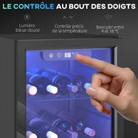 HOMCOM Cave à vin 24 bouteilles 68L, réfrigérateur à vin et boissons avec température réglable 4-16 °C, porte réversible, noir(m-5)