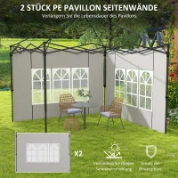 Outsunny 2er Set Seitenwände für Pavillon 3x3 3x6 Wasserdicht Seitenteile mit Fenster Weiß(m-4)
