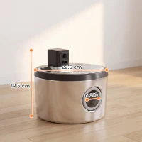 PawHut Fântână pentru pisici 4 L fără fir din oțel inoxidabil cu senzor de mișcare, 12 filtre, sistem dublu de filtrare, LED, Argintiu(m-3)