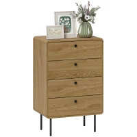 HOMCOM Modern Chest of Drawers with 4 Drawers - Oak(m-10)