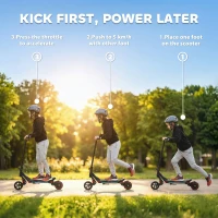 SPORTNOW Electric Scooter for Kids, Foldable E Scooter for Age Age 6+ with LED Display, RGB lights, Up to 16km/h, Black(m-4)