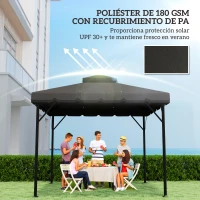 Outsunny Toldo de Recambio 3x3 m con Techo Doble Orificios de Drenaje y UPF 30+ Solo Toldo NO Incluye Marco Gris Claro(m-5)