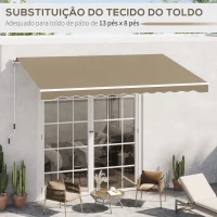 Outsunny Teto de Substituição para Telhado 382x240 cm Lona para Telhado com Dobras Proteção UV Impermeável para Pátio Bege(m-6)