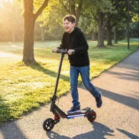 SPORTNOW Electric Scooter for Kids, Foldable E Scooter for Age Age 6+ with LED Display, RGB lights, Up to 16km/h, Black(m-2)