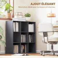 HOMCOM Bibliothèque, étagère de rangement à 3 niveaux avec 9 compartiments, pour salon, bureau, chambre, 91x29,5x91cm, gris(m-6)