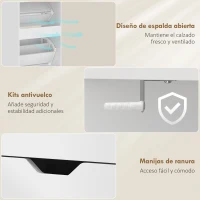 HOMCOM Zapatero Estrecho con 3 Cajones Abatibles Estantes Ajustables y Compartimento Abierto Capacidad para 12-18 Pares Blanco(m-9)