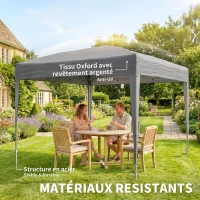 Outsunny Tonnelle pop-up barnum de jardin pliant anti-UV + sac de transport acier Oxford 2,95 x 2,95 x 2,55 m gris(m-4)
