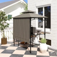 Outsunny Grillpavillon 242x232x248 cm wasserabweisend flammhemmend Gartenpavillon mit Doppelschichtdach Grau(m-8)