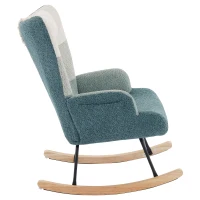 Fauteuil à bascule en bouclé au motif patchwork rayé coloré avec design ergonomique et dossier haut, Multicolore(m-9)