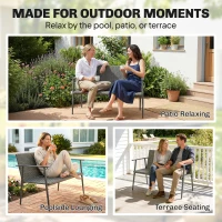 Outsunny Banco de jardín 2 plazas de resina trenzada y acero, con reposabrazos, respaldos y patas regulables, 110x58x78cm, gris(m-5)