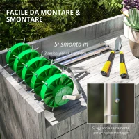 Outsunny Rullo Aeratore per Prato con Punte e Manico Smontabile in Tre Pezzi, Verde(m-6)