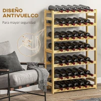 HOMCOM Botellero de Madera para 42 Botellas Botellero para Vino de 7 Niveles 63x25x102 cm Natural(m-6)