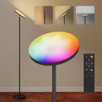 HOMCOM RGB Uplighter Floor Lamp, Tall Dimmable Standing Lamp with Remote & Touch Control, 350° Rotatable Head for Living Room Bedroom, 2700K-6000K Colour Temperatures, Black(m-10)