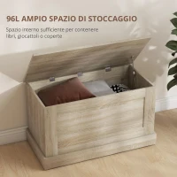 HOMCOM Cassapanca in Legno, Cassapanca Porta Giocattoli, con Cerniera di Sicurezza, per Soggiorno, 80 x 40 x 45 cm, Legno Naturale(m-4)