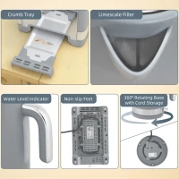 HOMCOM Sleek Textured Kettle and Toaster Set - Grey(m-9)