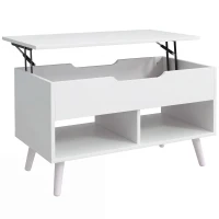 HOMCOM Table basse avec plateau relevable et espace caché, 75 cm Blanc poinçonné(m-7)