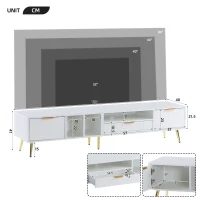 Mobile TV moderno con motivo a nido d'ape e ripiani portaoggetti, 180x40x41 cm, Bianco(m-3)