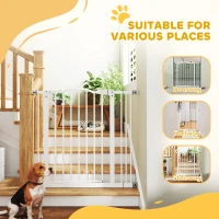 PawHut Cancelletto per Cani Estensibile con 2 Blocchi e Chiusura Automatica, in Metallo e Plastica, 74-87x78 cm, Bianco(m-8)