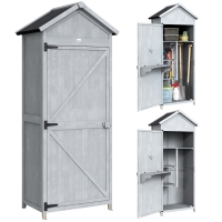 Outsunny Abri en bois, 77x52.5x178cm, Armoire avec établi rabattable