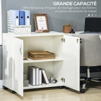 Vinsetto Armoire de bureau à 2 niveaux, meuble de rangement bureau avec 2 portes, serrures et clés, 80x40x80cm, blanc(m-4)