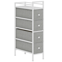 HOMCOM Cómoda con 4 Cajones de Tela Marco de Acero Cómoda para Dormitorio para Espacios Pequeños Salón Vestidor Gris Claro