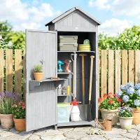 Outsunny Holzhäuschen, 77x52.5x178cm, Schrank mit klappbarer Arbeitsfläche(m-2)