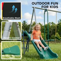 AIYAPLAY 5-w-1 zestaw huśtawek z regulowaną zjeżdżalnią i huśtawką w kształcie gniazda, 382x196x203 cm, wielokolorowy(m-7)