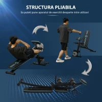 HOMCOM Bancă Multifuncțională Pliabilă cu Spătar Reglabil pe 7 Niveluri, Extensie pentru Picioare, Pernuțe și Benzi Elastice, Albastră(m-5)