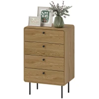 HOMCOM Modern Chest of Drawers with 4 Drawers - Oak(m-11)