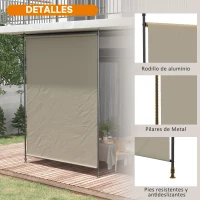 Outsunny Toldo Vertical Exterior 200x305 cm Pantalla de Privacidad Enrollable Ajustable con Manivela Protección UV 40+ Arena(m-7)