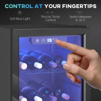 HOMCOM Chłodziarka do wina na 24 butelki, 68 litrów pojemności, 4-16°C, stojąca lodówka na napoje, piwo i wino z szklanymi drzwiami, czarna(m-5)