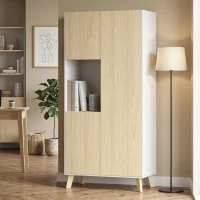 HOMCOM Armadio cucina 170 cm con vano aperto e ripiani regolabili, Legno naturale(m-5)