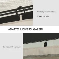 Outsunny Set di 4 Pareti Laterali per Gazebo da Giardino Tondeggiante, 300 x 400 cm, Resistente Alle Intemperie, Beige(m-2)