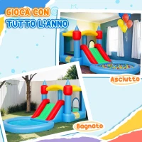 AIYAPLAY Castello Gonfiabile Trampolino 4 in 1, Scivolo, 415x205x190cm, Multicolore(m-8)