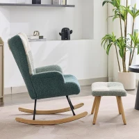 Fauteuil à bascule en bouclé au motif patchwork rayé coloré avec design ergonomique et dossier haut, Multicolore(m-6)