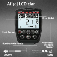 Outsunny Detector de Metale Pliabil pentru Adulți, Detector de Metale Aur Impermeabil IP68 cu Bobină, Display LCD, 4 Moduri, Geantă, Lopată, Căști, Tijă Telescopică Reglabilă, pentru Plajă și Grădină(m-6)