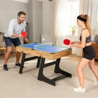 SPORTNOW Table multijeux 13 en 1 pliable, table de jeu baby-foot, billard, pour enfants et adultes 120 x 106 x 82 cm noyer clair(m-10)