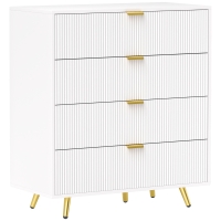 HOMCOM Elegant Four-Drawer Bedside Table - White