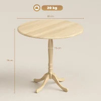 HOMCOM Table à manger ronde pour 4 personnes Ø 80 cm, table de cuisine, piétement en acier, style moderne, bois naturel(m-3)
