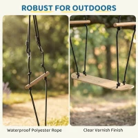 AIYAPLAY Skateboardschommel Kinderschommel met verstelbare hoogte, antislip plank, weerbestendig touw, handgrepen, Zwart(m-7)