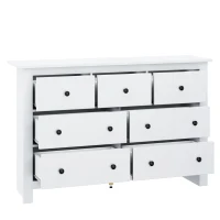 Madia credenza minimal portaoggetti con 7 cassetti, 152x40x88.5 cm, Bianco(m-10)