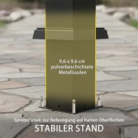 Outsunny Pergola 3 x 3 m Terrassenüberdachung mit Solar LED-Beleuchtung verstellbar Lamellendach Kurbelgriff Entwässerungsrinnen(m-6)