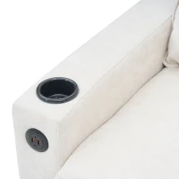 Divano letto angolare a 3 posti con 2 portabicchieri, 3 porte USB e tasche laterali, 202x137x80 cm, Beige(m-9)