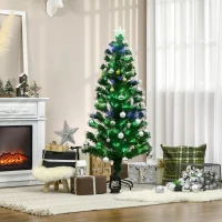 HOMCOM Sapin de Noël artificiel 150 cm en fibre optique couleurs 140 LED support pliable(m-10)