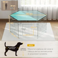 PawHut Recinto Pieghevole per Cani e Cuccioli in Filo Metallico Ø120x60 cm con Copertura in Poliestere Impermeabile(m-3)